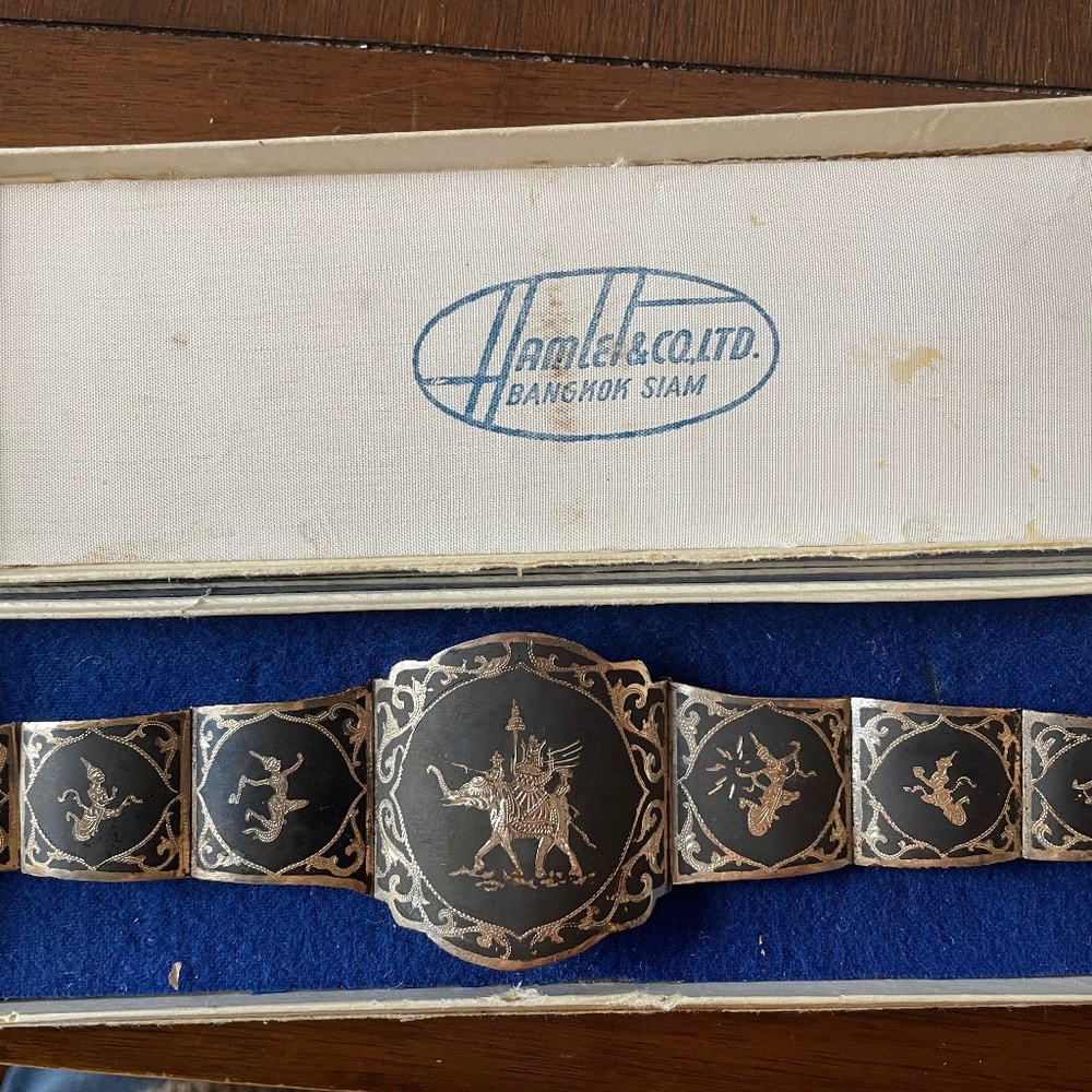 Vintage Siam Niello Sterling Dancer Bracelet